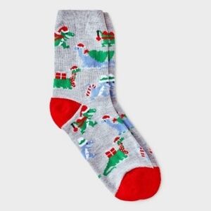 Wondershop Festive Gray and Red Dinosaur Socks